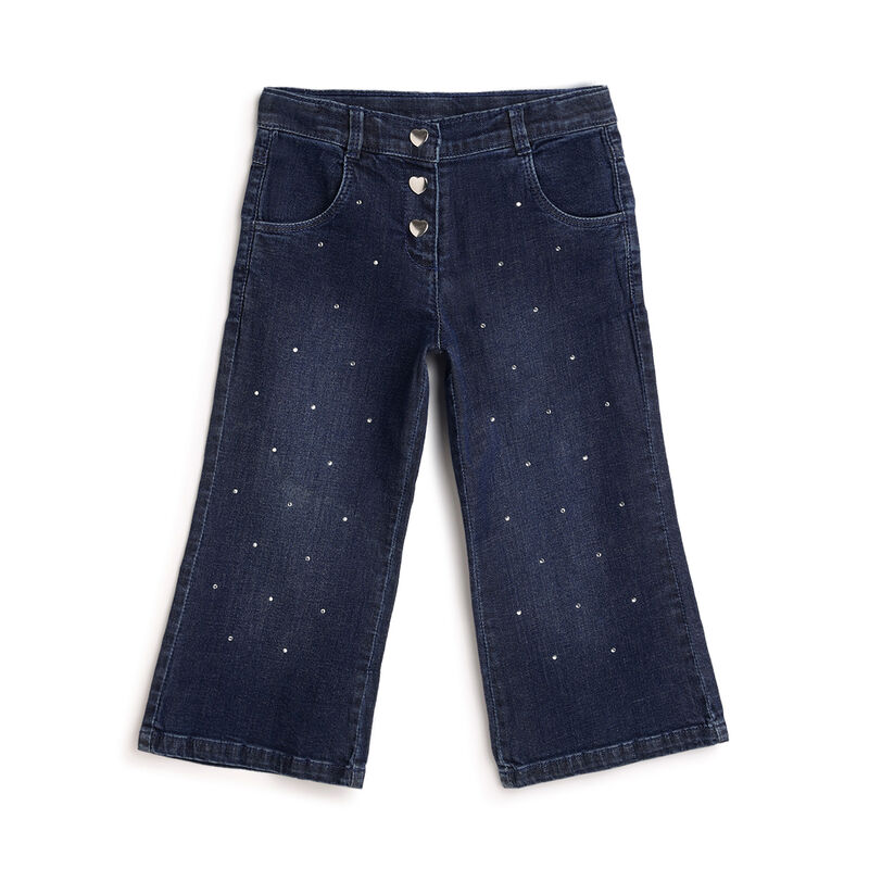 Girls Medium Blue Embellished Jeans image number 0